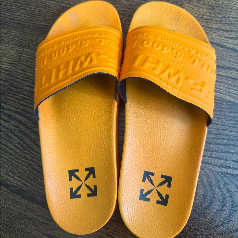 Off-White Logo Pool Slider Sandals orange size 41